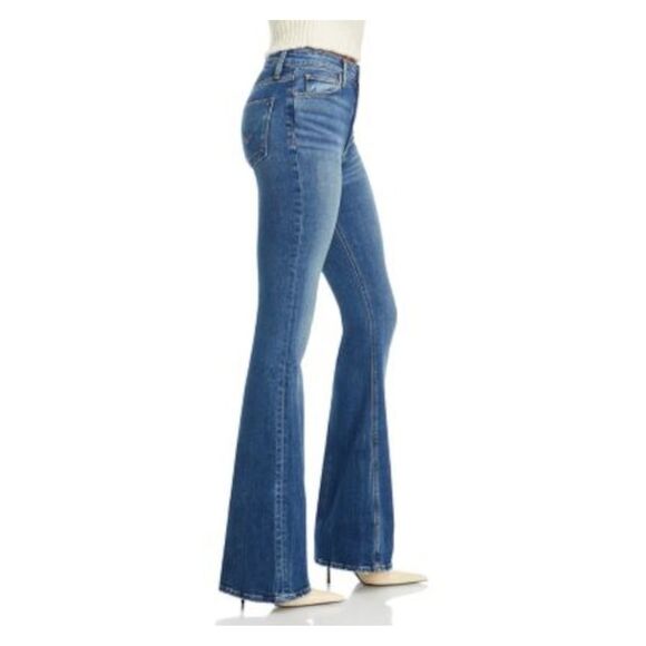 HUDSON Womens Navy Zippered Pocketed Flare-leg High Waist Jeans 33 - Picture 3 of 3